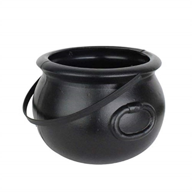 8 inch black plastic"potogold" cauldron party decoration pkg/1