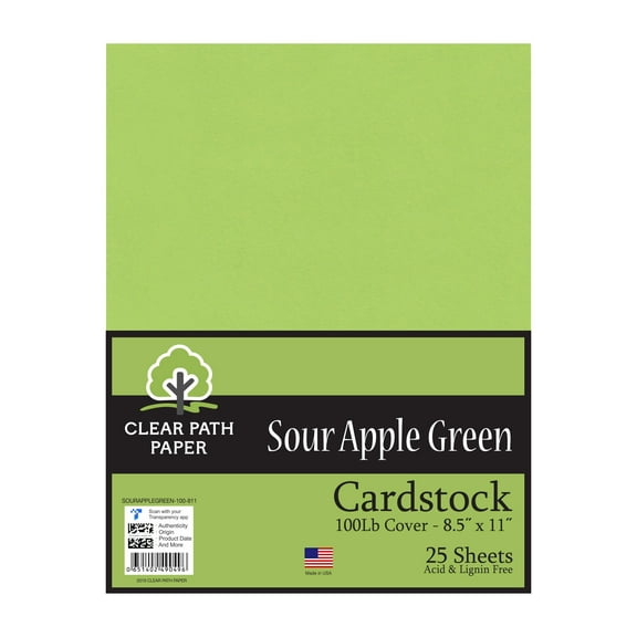 Sour Apple Green Cardstock - 8.5 x 11 inch - 100Lb Cover