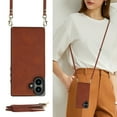 thumbnail image 5 of Dteck Flip Leather Wallet Case for iPhone 16 5G, Crossbody Wallet Phone Case with Credit Card Holder Strap Lanyard, Women Girl Purse Kickstand, Brown, 5 of 8