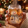 thumbnail image 6 of 1pc Christmas Stemless Wine Glass, Christmas Drinking Glasses for 3D Embossed Decorative Cup, Hand Painted Raised Clear Glass Cup for Holiday Home Party Decor, 6 of 6