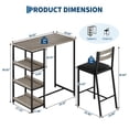 thumbnail image 1 of Kojooin 3-Piece Dining Table Set with Storage, Compact Kitchen Table and 2 PU Upholstered Chairs for Small Spaces, 1 of 8