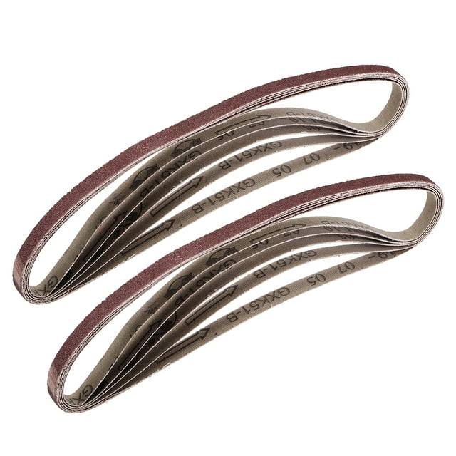 Cinta de lijado de 3/8 pulgadas x 21 pulgadas, 100 granos, 10 piezas para lijadora de banda