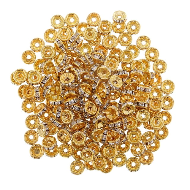 Perlas espaciadoras Huecas Sunnimix 8 Piezas Cristal Transparente chapadas en oro