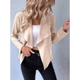 thumbnail image 6 of Women'S Faux Suede Jackets Fashion Fall Clothes Long Sleeve Open Front Cropped Coat Outwear Apricot Color L, 6 of 8