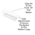 Carex Snapon Walker Basket, Easily Store Your Belongings, Fits Most Walkers, White