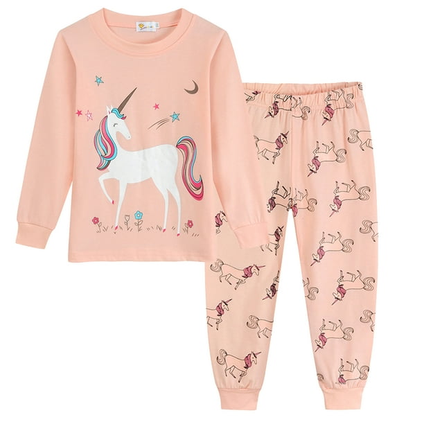Little hand Toddler Girls Unicorn Pajamas Kids Sleepwear Set Cute Pyjamas  Set 2-7T