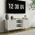 thumbnail image 4 of Yardi Yarda Modern TV Stand with Wave-Design Doors, Stylish and Functional TV Stand with Open Shelf & Adjustable Shelf for Indoor, White+Gold, 4 of 15