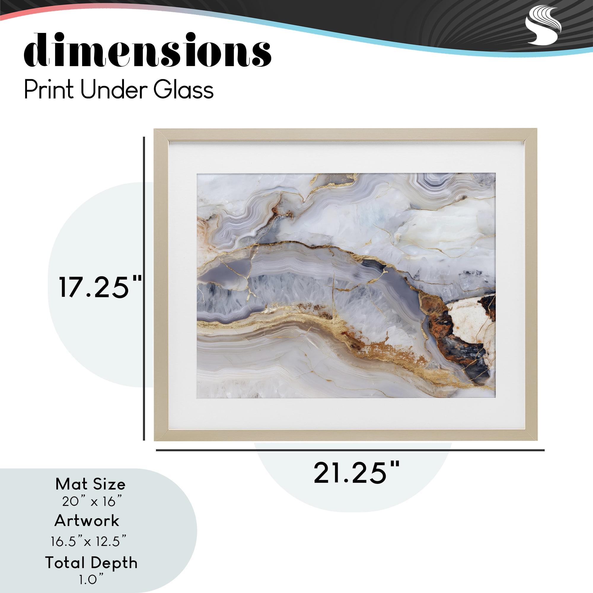 Stupell Industries Marbled Gold Stone Birch Framed Print Under Glass, design by Svetlana Aleynikova