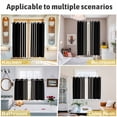 thumbnail image 6 of Black Beige Striped Kitchen Curtains Small Short 39 Inch Length, Modern Farmhouse Retro Lines Grommet Top Bedroom Living Room Curtains, Light Filtering Cafe Curtain Drapes 2 Panels Set 55''x39'', 6 of 9