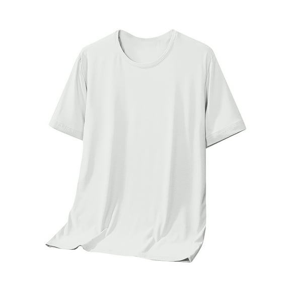 LUOGENLI T-shirts pour Homme pour Hommes Hommes Écran de Glace Oeil Respirant Mince Couleur Unie Décontracté Été Jeunesse Col Rond T-Shirt Homme T-shirts pour Homme T-Shirt Graphique Drôle Vêtements d'Été Blanc G