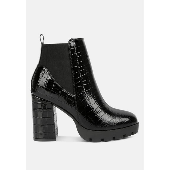 Foxy Faux Leather Croc Chelsea Boots