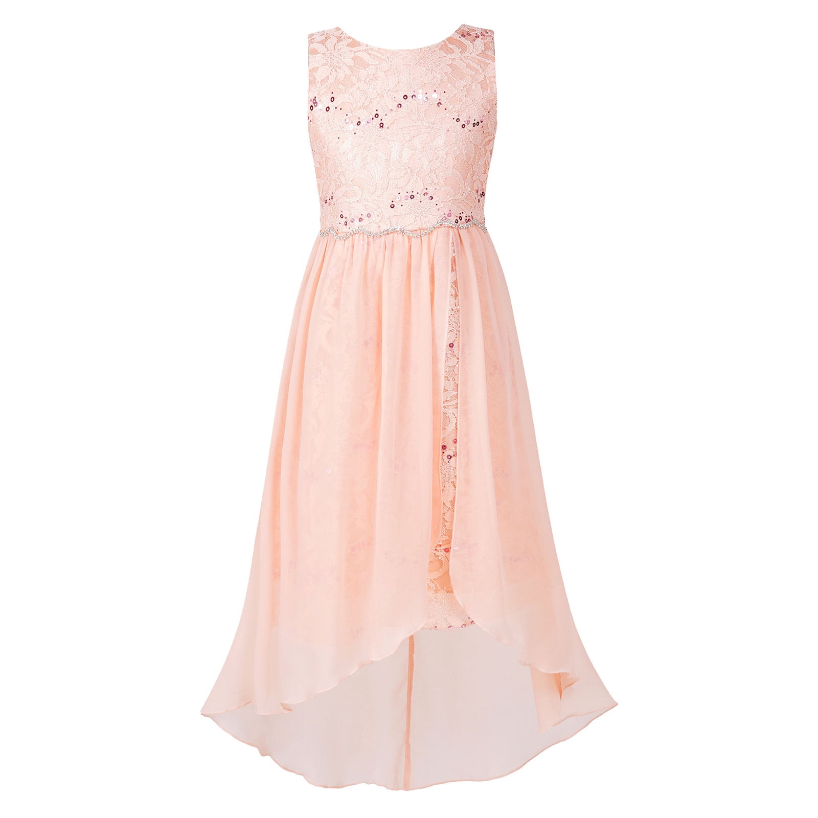 DPOIS Kids Flower Girl Dress Floral Lace Wedding Junior Bridesmaid Dress  Ball Gown Coral Pink 12 - Walmart.com