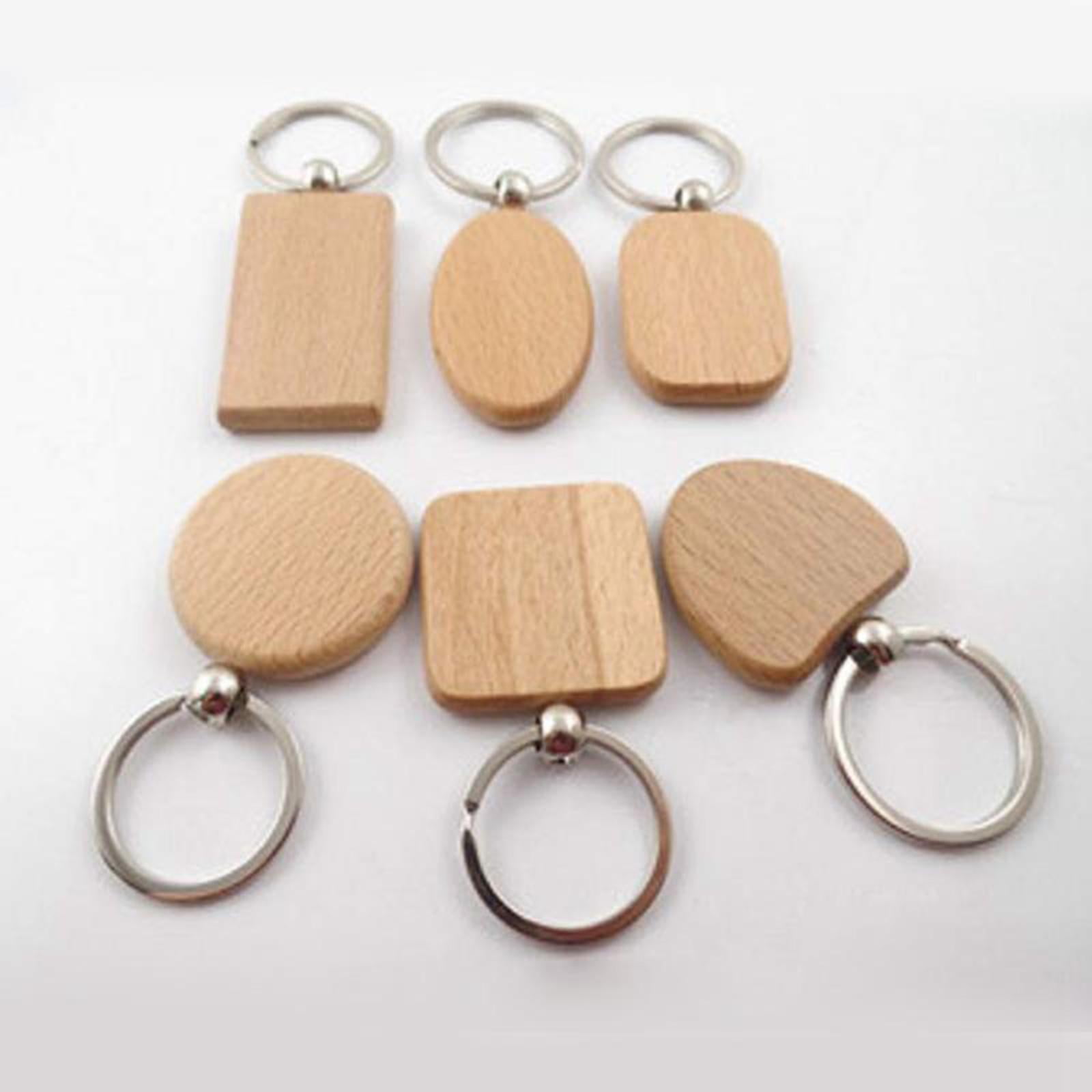 25 Pieces Wood Keychain with Metal Key DIY Blank Chain Key Tags