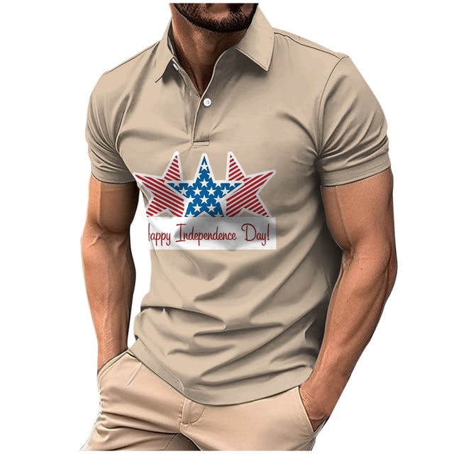 VBARHMQRT Chandail Vert pour Homme Été Quotidien Col Rond Manches Courtes T-Shirt à Boutons à Manches Courtes de Plein Air pour Homme Fête de l'Indépendance Kaki