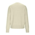 thumbnail image 5 of Fiaer Women's Sweater with Pocket Plus Size Crew Neck Knitted Pullover Long Sleeve Trendy Casual Baggy Black Tops Beige M, 5 of 5