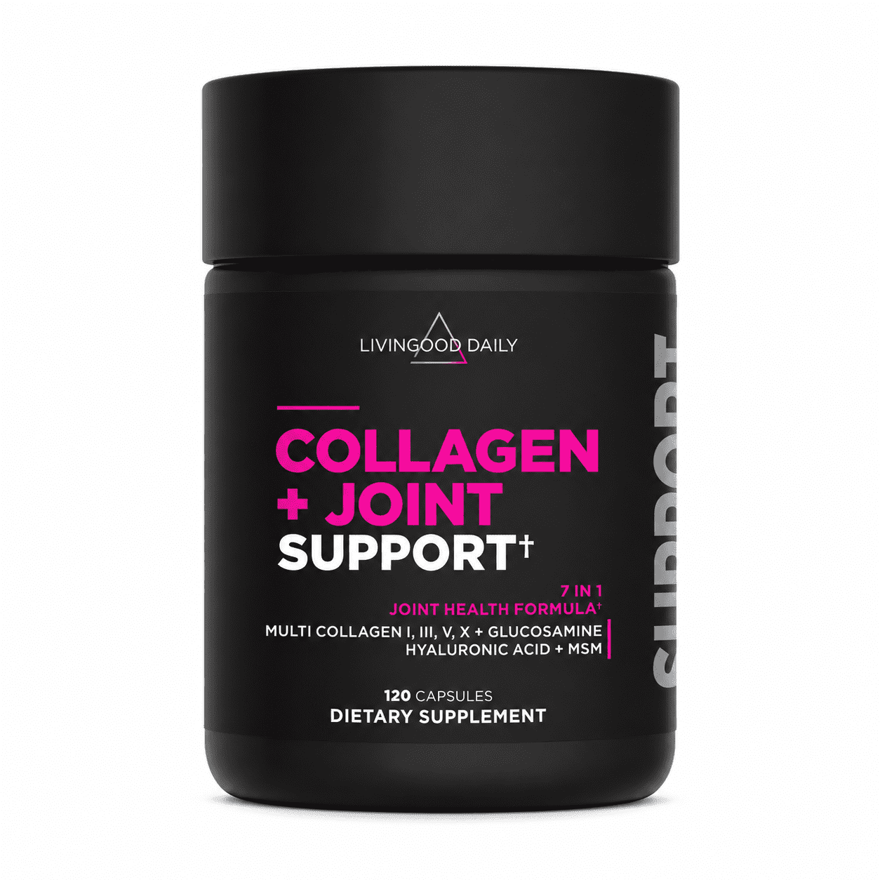 Livingood Daily Collagen + Joint Support, Grass Fed Multi Collagen Peptides I III V X with Hyaluronic Acid, Joint Support Supplement for Women & Men, Hair Skin Nails, Keto & Gluten Free, 120 Capsules