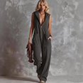 thumbnail image 2 of JULMCOMO Jumpsuits for Women Hooded Zip Up Sleeveless Casual Overalls Wide Leg Vacation Loose Fit Jumpsuit with Pockets Dark Gray XL, 2 of 4