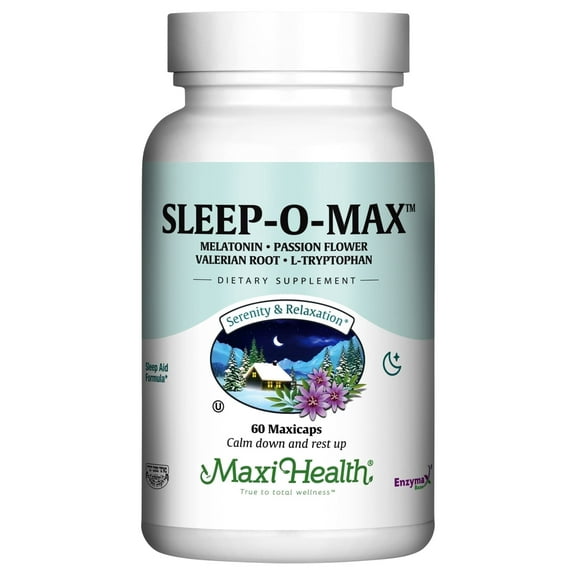 Maxi Health Sleep-O-Max – Natural Sleep Support with Valerian, Melatonin & Tryptophan – 60 Capsules