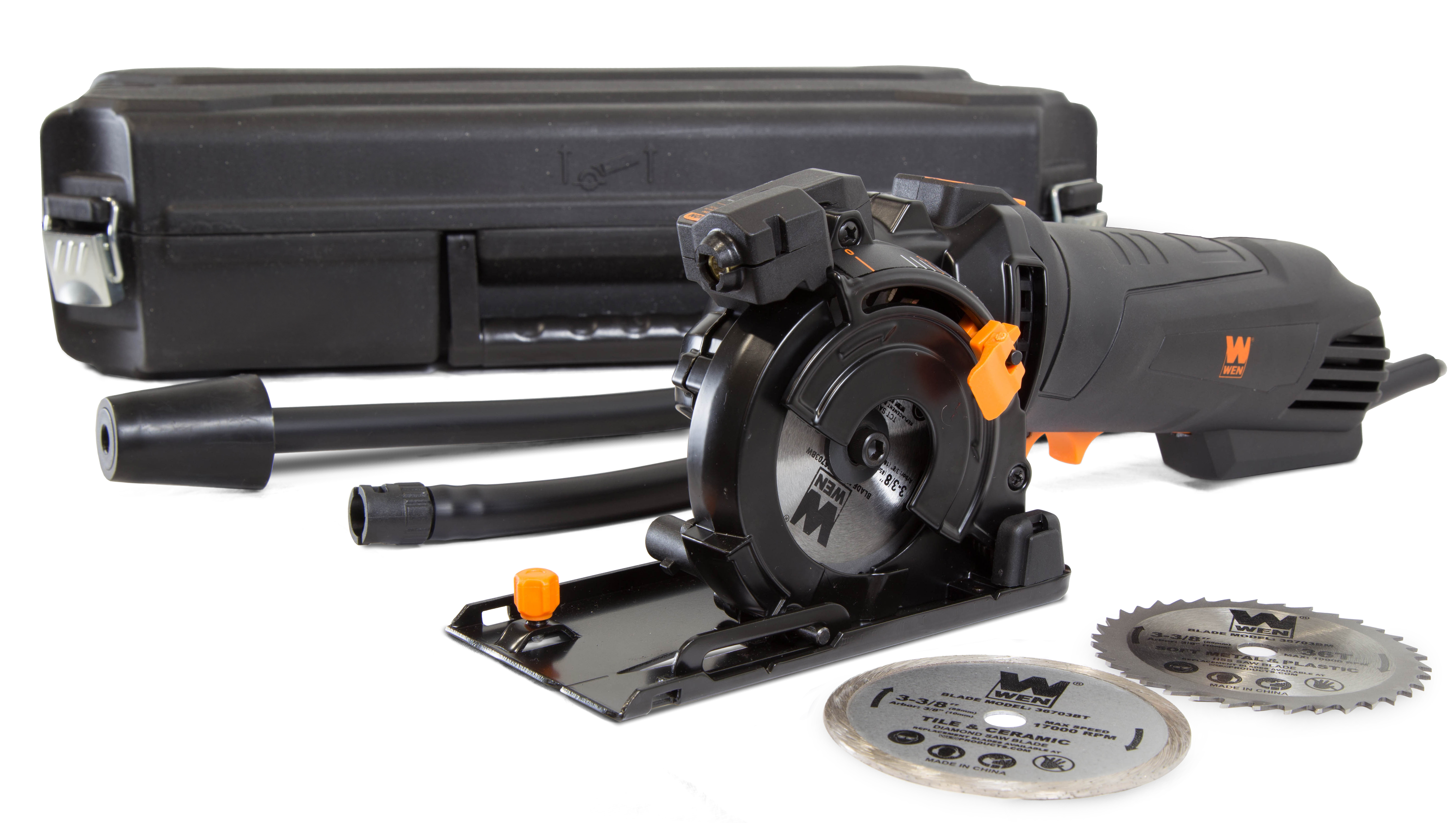 WEN 36703 4.2-Amp 3-3/8-Inch Compact Circular Saw with Laser, Carrying Case, and Three Blades - image 3 of 7