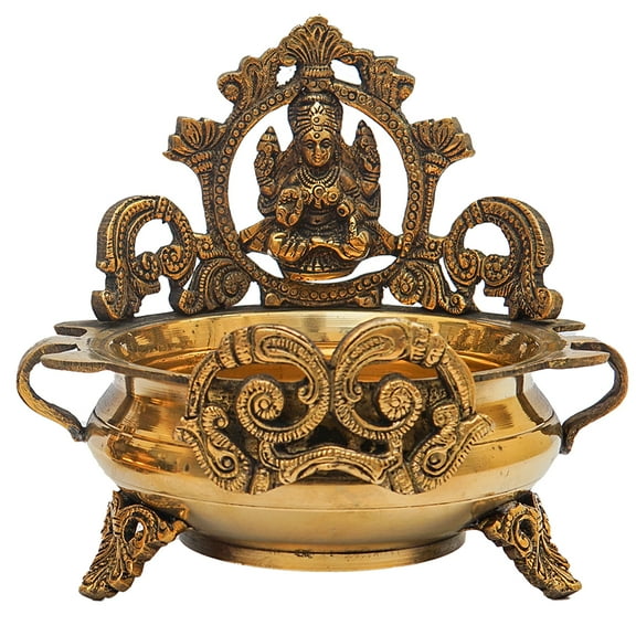 Craftlayout Decorative Brass Laxmi Urli  Bowl Gold Finish 7 Inch