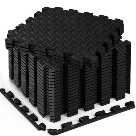 18-Piece Interlocking Foam Exercise Puzzle Mat EVA Foam Floor Tiles (12.6&times;12.6&times;0.4 inches) 18 SQ FT Protective Water-Resistant Flooring for Home Gym Workouts and Fitness Equ