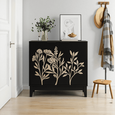 31.5 Inch Vintage Carved Buffet Cabinet, Decorative Sideboard Cabinet with 2 Doors and Adjustable Shelves, Wooden Decorative Cabinet with Storage Space for Living Room, Kitchen, Dining Room