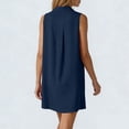 thumbnail image 5 of ClodeEU Women's Sleeveless Collared Shirt Dress, Casual Solid Color Ruffled Hem Tunic Mini Dress Navy,Women's Plus S, 5 of 6