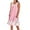 Pink, variant on Women Solid Color Casual Dress Crew Neck Sleeveless Shift Long Relaxed Fit Pull-On Linen with Pockets for Summer