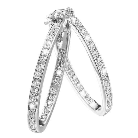 DESIGNICE Clip-On Earrings Hoop Stud Drop and Dangle Rhinestone Inlaid Banquet Jewelry Ring Ear Temperament Ring Birthday Gift Earring for Girlfriend Clip on Earrings for Women