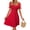 Red, variant on Womens Summer Sweetheart Neck Short Puff Sleeve Mini Drawstring Casual Slim Flowy Dress Sundress