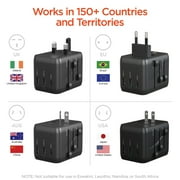HyperGear WorldCharge Universal Travel Adapter with USB/USB-C (Black), 15822