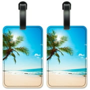 Palm Tree and Beach - Luggage ID Tags / Suitcase Identification Cards - Set of 2