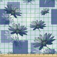 thumbnail image 2 of Ambesonne Chamomile Fabric by the Yard Upholstery, Modern Flowers Squares, 2 Yards, Dark Ceil Blue White, 2 of 5