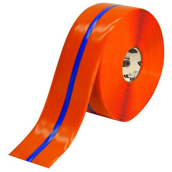Mighty Line Floor Tape,Blue/Orange,4 inx100 ft,Roll 4ROBCTR