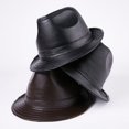 thumbnail image 2 of Sombrero de jazz de piel de oveja estilo retro para hombre, estilo otoño/invierno, con parte superior plana y capa para la cabeza, estilo playa de Shanghai, 2 of 3