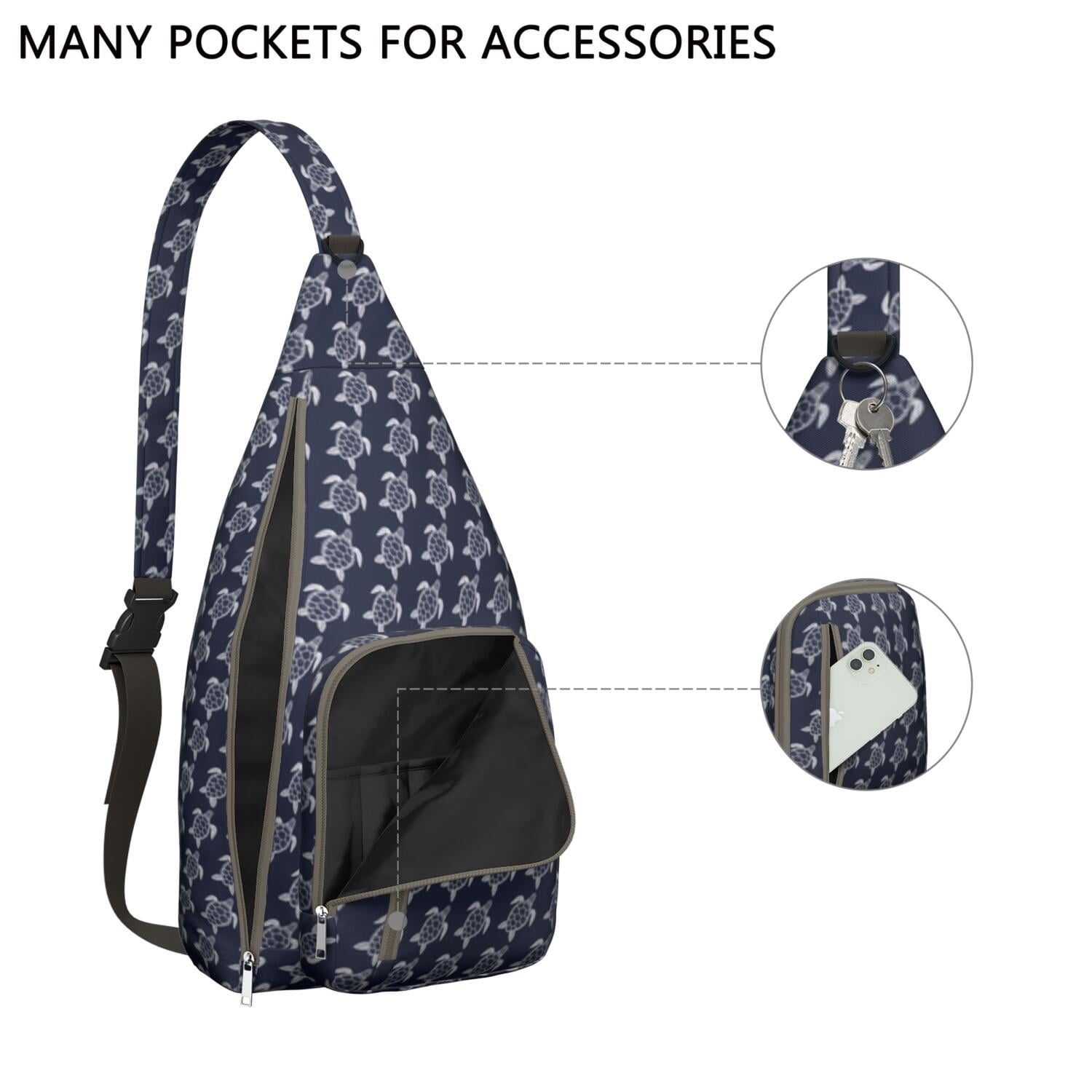 Marine Life Turtle Print Crossbody Bag&nbsp;- Artistic Underwater Turtle Design Sling Pack, Breathable & Durable (Ocean Animal Theme)