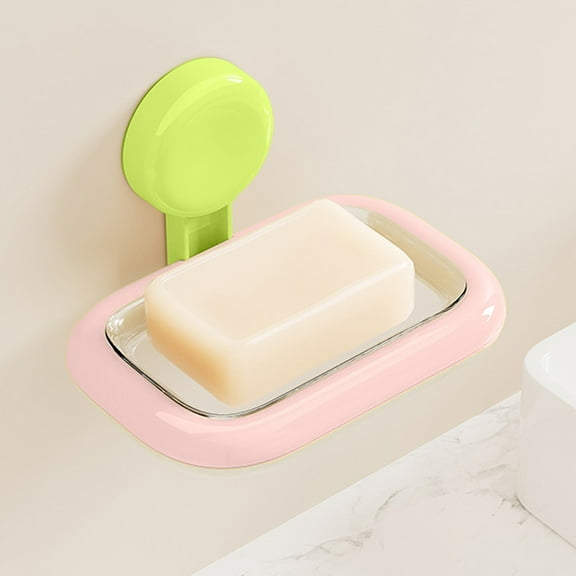 Litrail Suction Cup Soap Dish No Drill, Self-Draining Bathroom Soap Holder with Elevated Grid to Keep Soap Dry (Multi-Color)