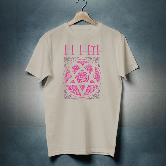 Him Band Tee Short Sleeve Cotton Men And Women Black T-Shirt