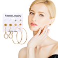 thumbnail image 3 of Pearl Earring Set Fashion Hoop Creative Metal Geometric Hoop Earrings Women, 3 of 9