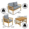 thumbnail image 3 of Everly 4-Piece Modern Cottage Acacia Wood Outdoor Patio Set with Cushions and Tropical Decorative Pillows, Gray/Teak Brown, 3 of 6