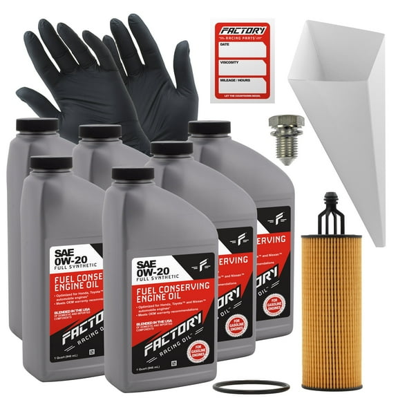 Factory Racing Parts Oil Change Kit Compatible With Dodge Durango 3.6L 2016-2020 0W-20 Full Synthetic Oil - 6 Quarts
