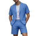 thumbnail image 2 of TrendOFT Mens Suit Sets Casual Formal Jackets And Shorts Two Piece Blazer Set Wedding Party Business Wear Blue XXL, 2 of 7