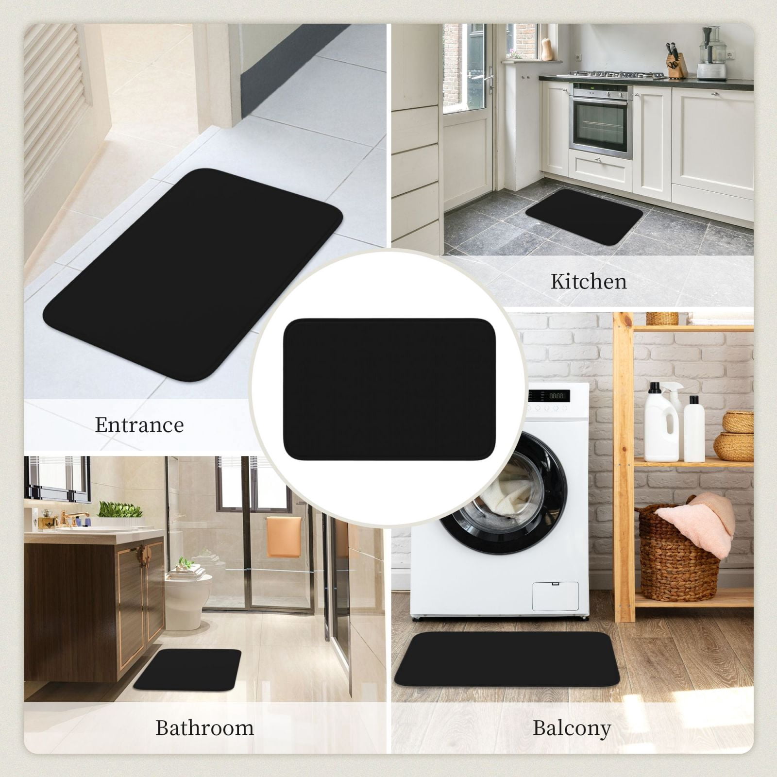 Vsdgher Black Hem Mat 40x60 - Multipurpose Doormat for Indoor & Outdoor Use - Welcome Your Guests with our Entrance Mat