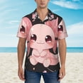 thumbnail image 2 of Fotbe Chibi Axolotl Sakura Fantasy Hawaiian Shirt for Men Unisex Summer Beach Casual Short Sleeve Cotton Linen Button Down Shirts-Small, 2 of 5
