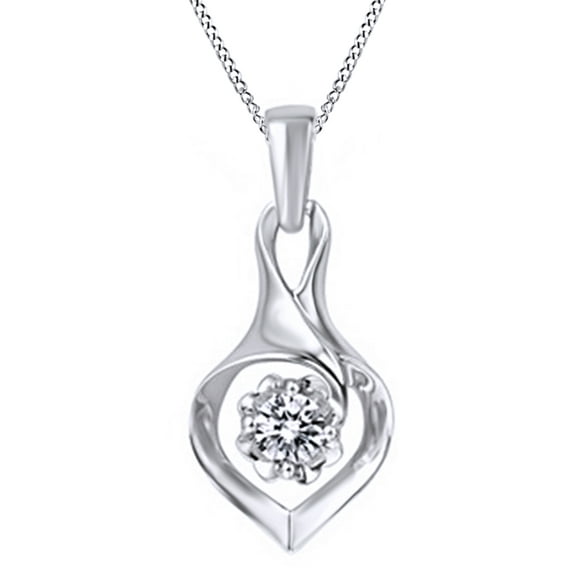 AFFY 0.5 Ct Round Natural Diamond Fashion Drop Pendant Necklace In 14K Solid White Gold