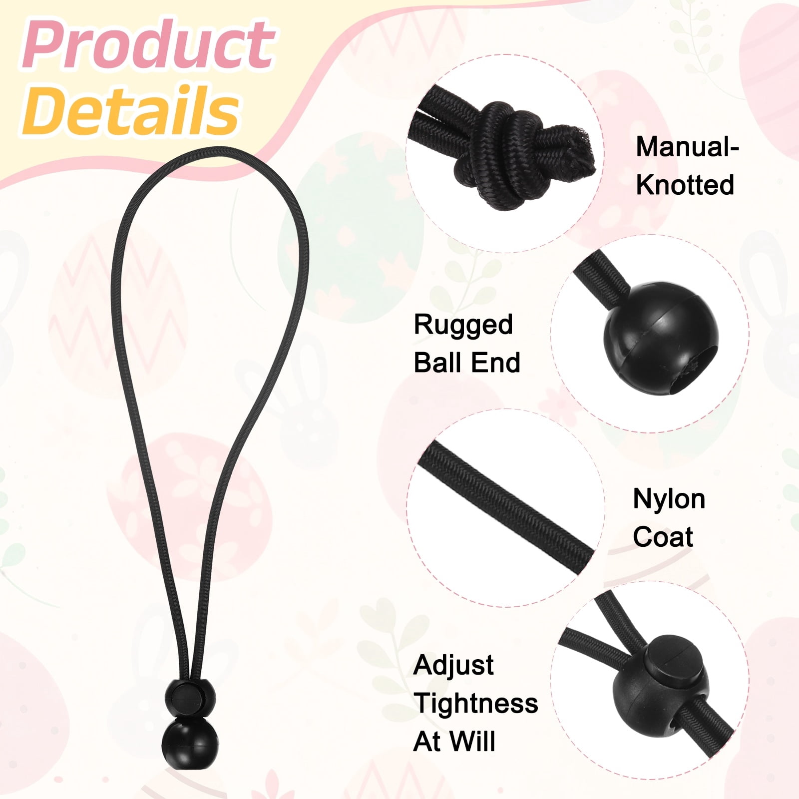 Uxcell Ball Bungee Cords, (25cm / 10 Inch, Black) (20 PCS) Universal Bungee Tie Downs, Suit for Shelter Camping Cargo Outdoor Roller Blinds Tents Canopies Tarp