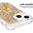 thumbnail image 5 of Glitter Case for Apple iPhone 14 Plus, Bling Sparkle Floating Cover Liquid Fashion Girly Women Girls Clear with Ring Holder Phone Case for iPhone 14 Plus  Gold, 5 of 12
