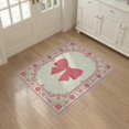thumbnail image 3 of ODIKA 3'x5' Washable Throw Rug Stain Resistant, Low Profile, Non-Slip Bowknot Pink Coquette Centered Ribbon Short Haired Bows for Entryway, Kitchen, Mudroom, 3 of 7