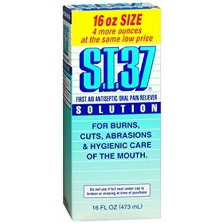 S.T.37 First Aid Antiseptic Oral Pain Reliever Liquid Solution 16oz, 4-Pack