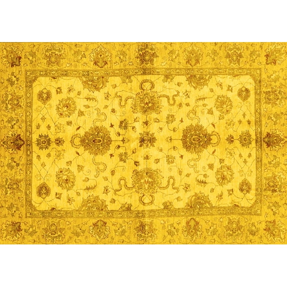 Ahgly Company Indoor Rectangle Oriental Yellow Traditional Area Rugs, 8' x 10'
